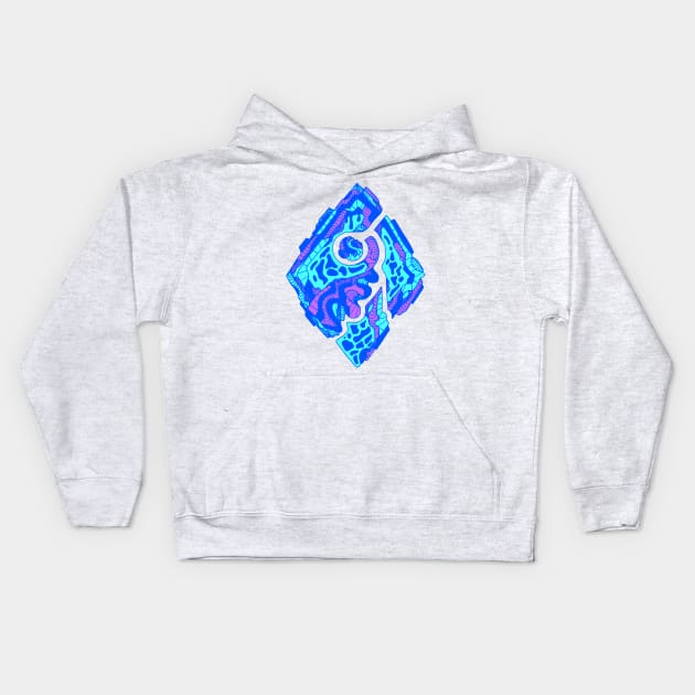 Blue Abstract Rhombus Kids Hoodie by kenallouis